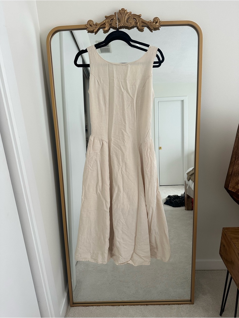 Classic Sleeveless Cream Midi Dress